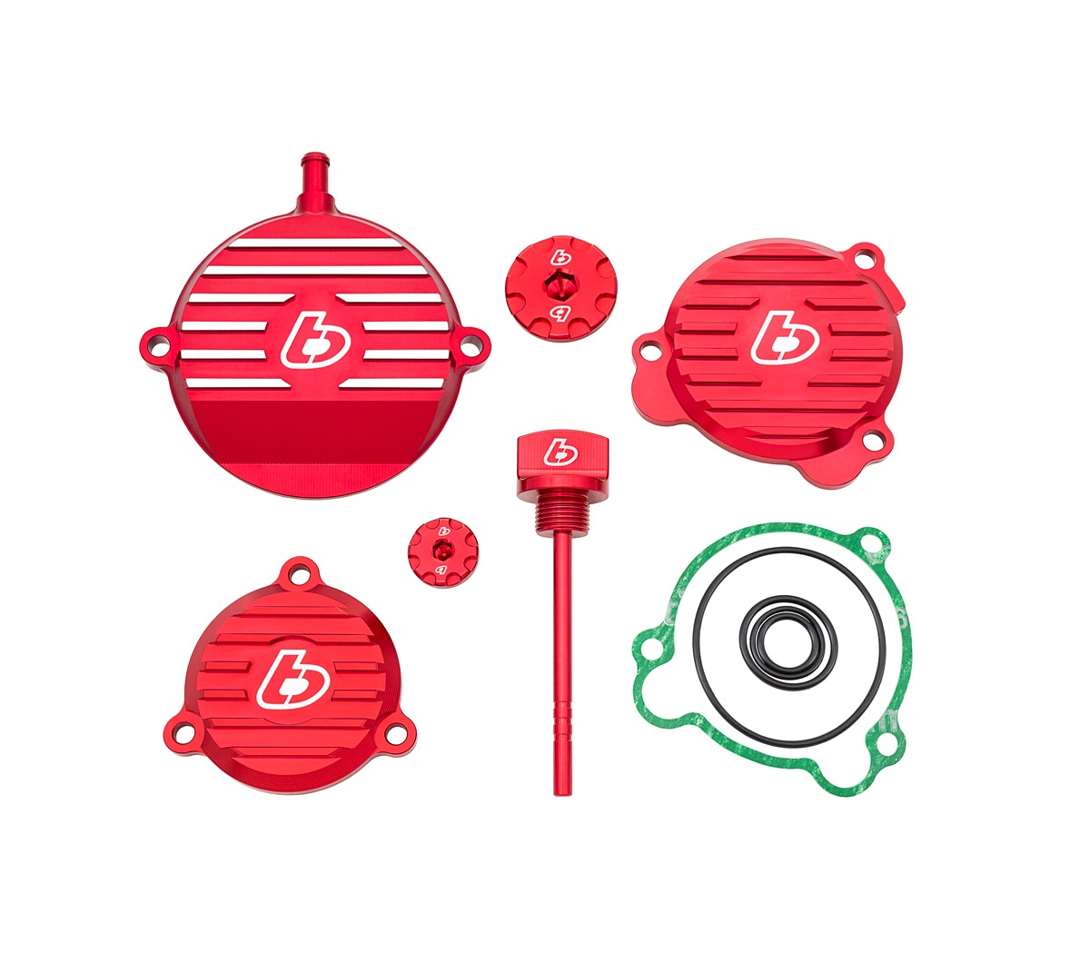 TB Parts Honda CRF110 Billet Dress Up Kit – Red Dipstick & Engine Plugs – TBW1535