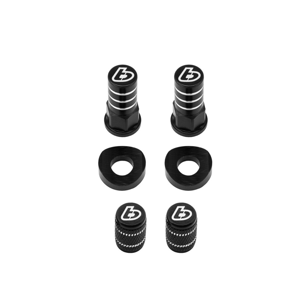 Valve stem & rim lock Cap set - Billet Black