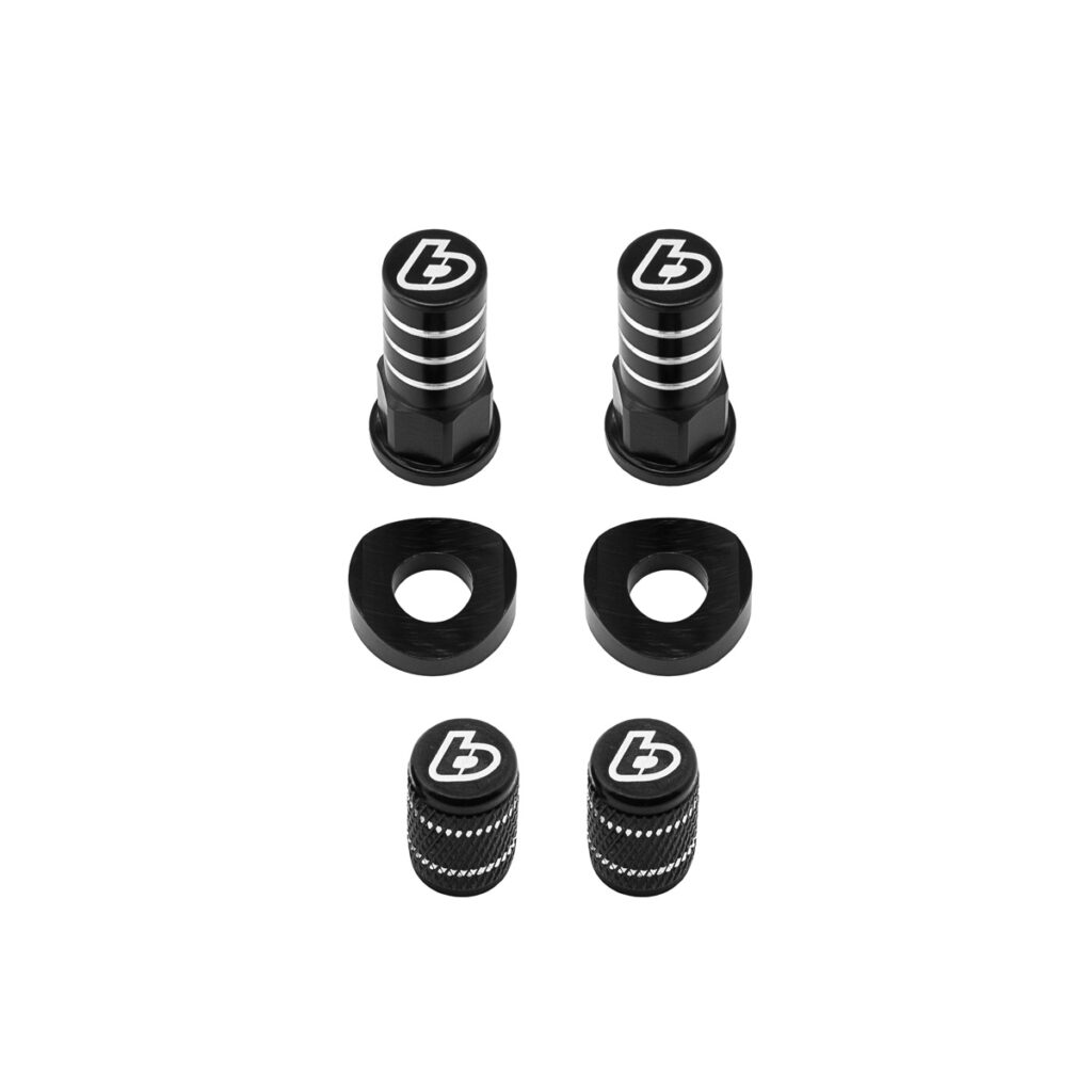 Valve stem & rim lock Cap set - Billet Black