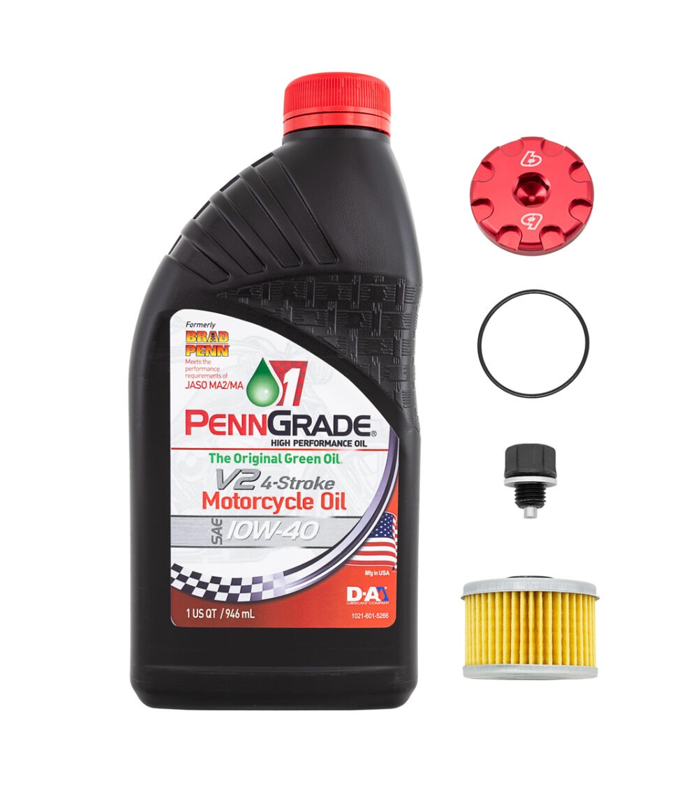 Oil Change Kit & Red Billet Fill Cap - KLX110