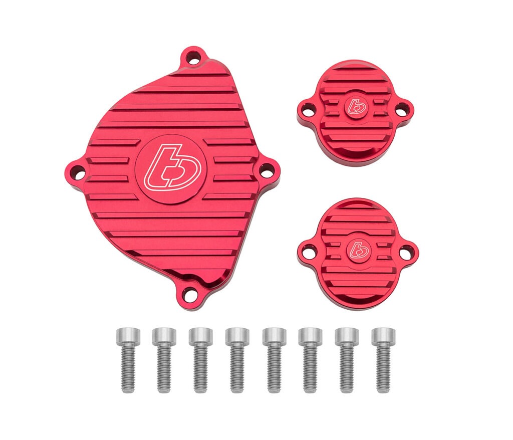 TB Billet head covers, Red w/TI hardware - KLX110 Z125