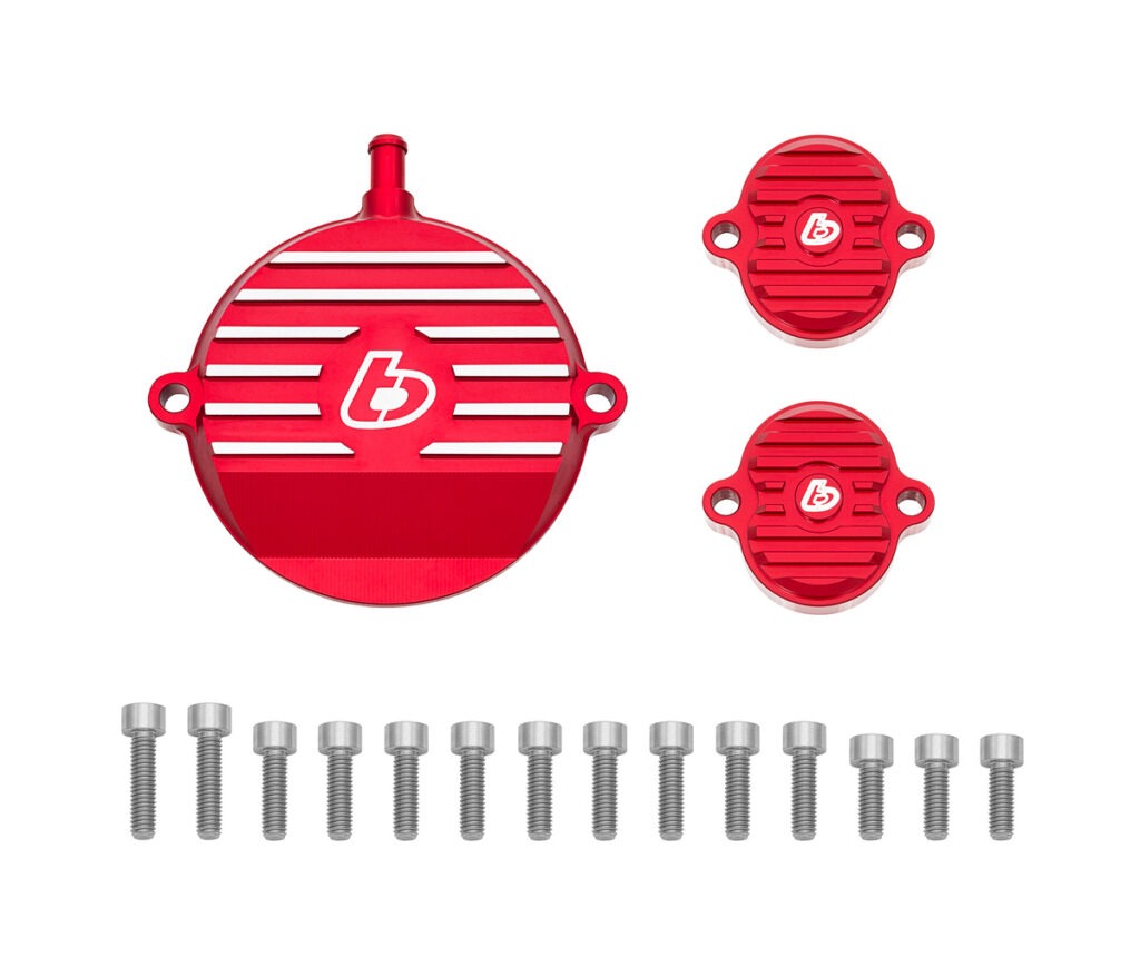 Billet head covers, Red w/TI hardware - KLX140