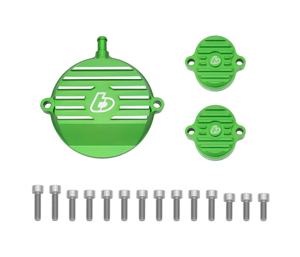 Billet head covers, Green w/TI hardware - KLX140