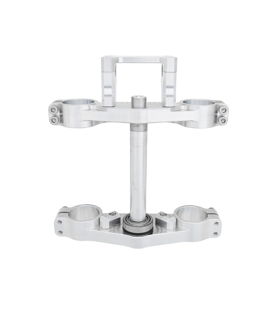 PCM Triple Clamp, Billet CNC, Raw/Silver - KX85/KLX140