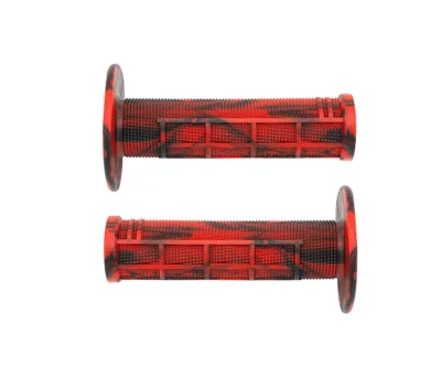 Grip Set, Motocross, Black & Red, Half Waffle, Soft Compound - 7/8"