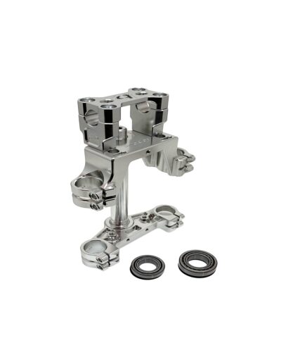 TB Raw CNC Billet Triple Clamp set, with stem bearings - KLX110 [2010+]